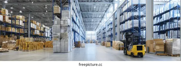 Large Warehouse Interior with Pallet Racking