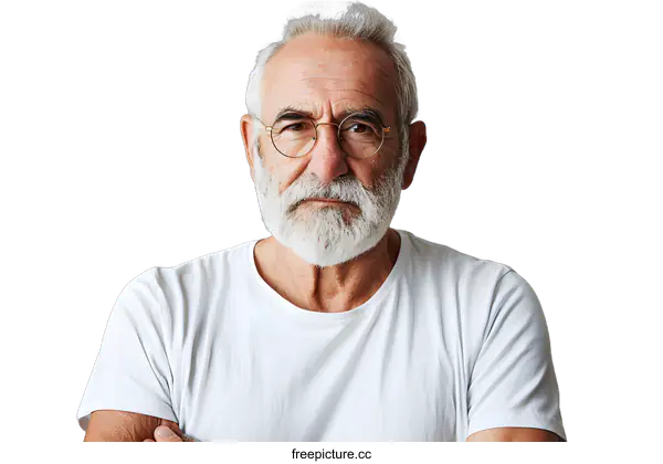 [Transparent Background PNG]Portrait of a serious senior man with crossed arms