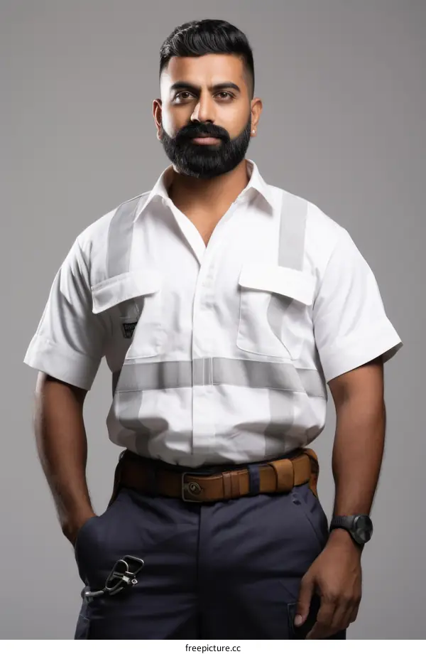 Studio portrait of a Sikh man in his work clothes