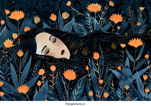 Sleeping Woman in a Field of Flowers