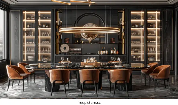 Lavish Black and Gold Dining Room