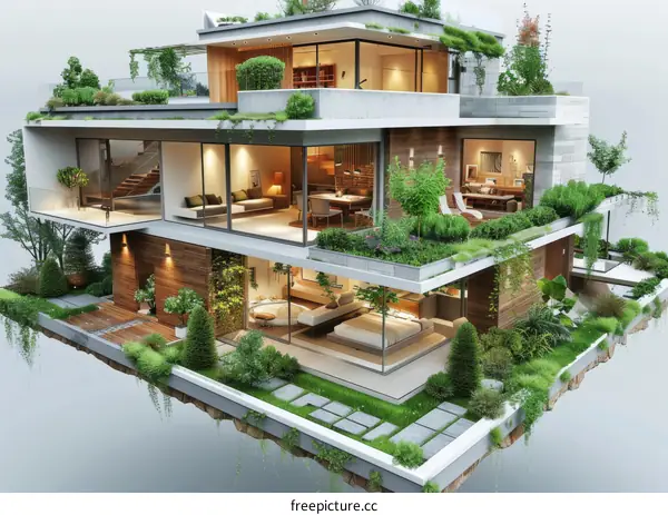 A green and environmentally friendly modern residence