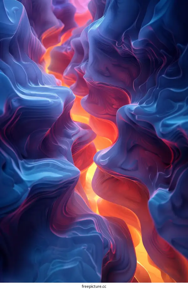 Abstract Painting of a Vibrant Canyon