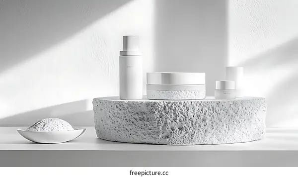 Elegant White Skincare Products Display
