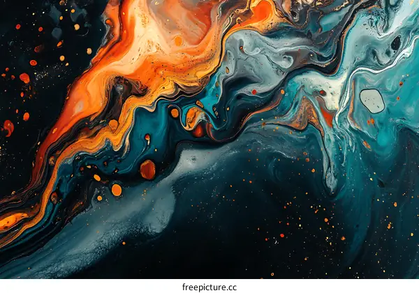 Abstract Swirling Liquid Acrylic Painting