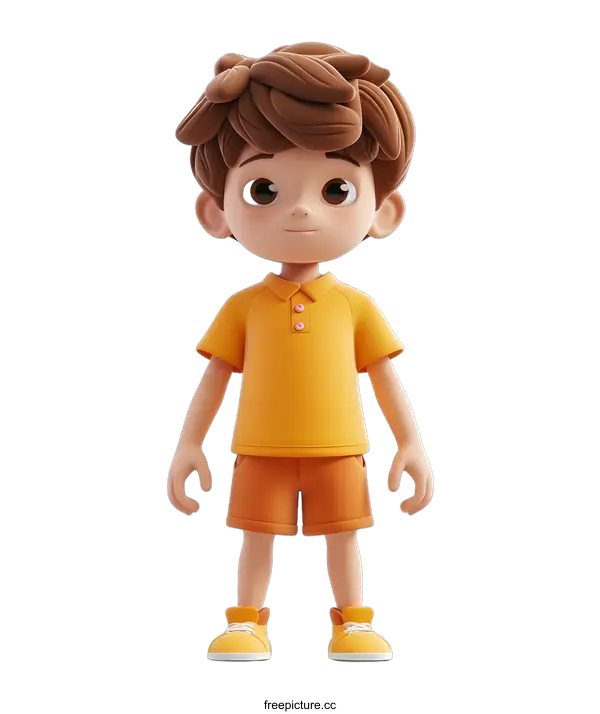 [Transparent Background PNG]3D rendering of a cute cartoon boy