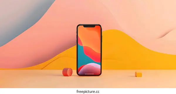 Abstract Minimalist Phone Mockup with Colorful Background