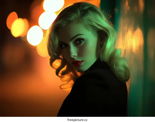 Nighttime Glamour Portrait of a Beautiful Blonde Woman