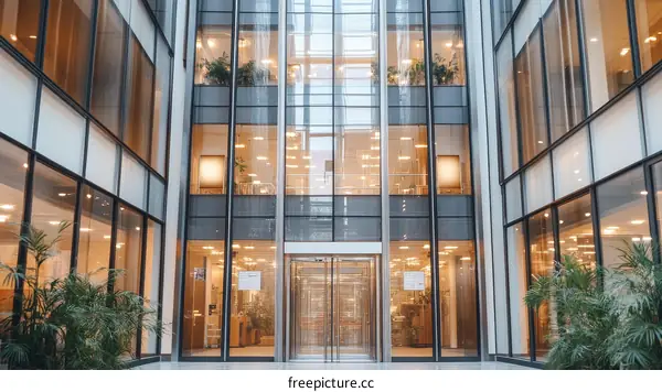 Modern Glass Building Architecture with Daylight
