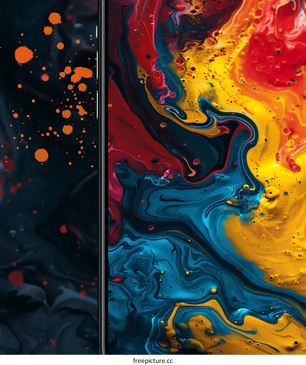 Abstract Colorful Swirls and Paint Splatter