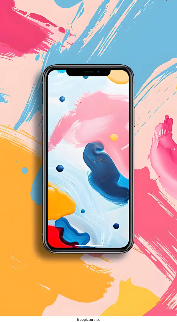 Abstract Phone Wallpaper Design with Colorful Brushstrokes