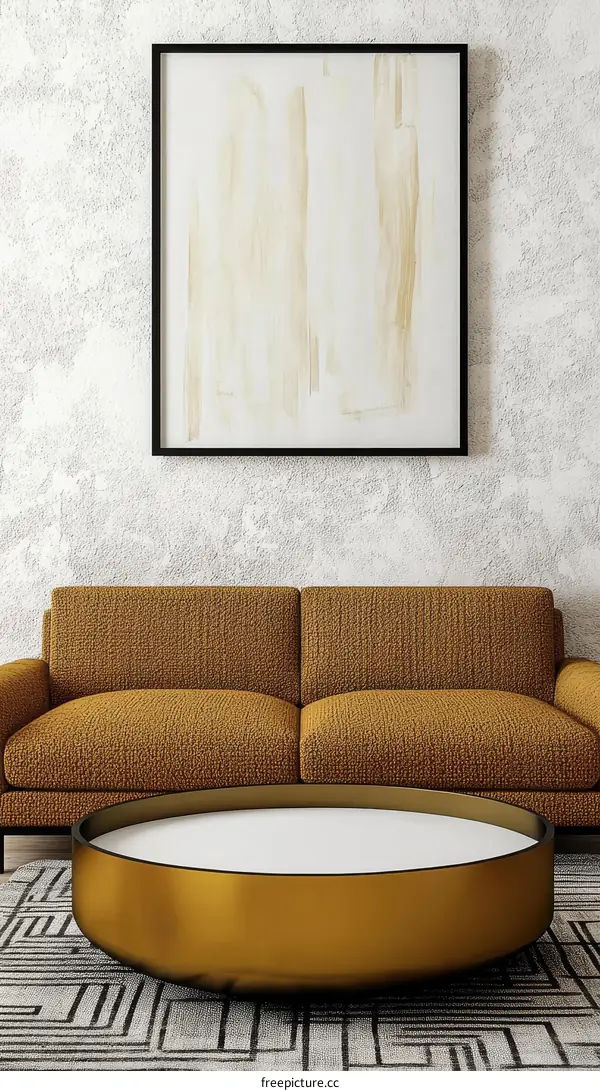 Modern Living Room Coffee Table with Abstract Art