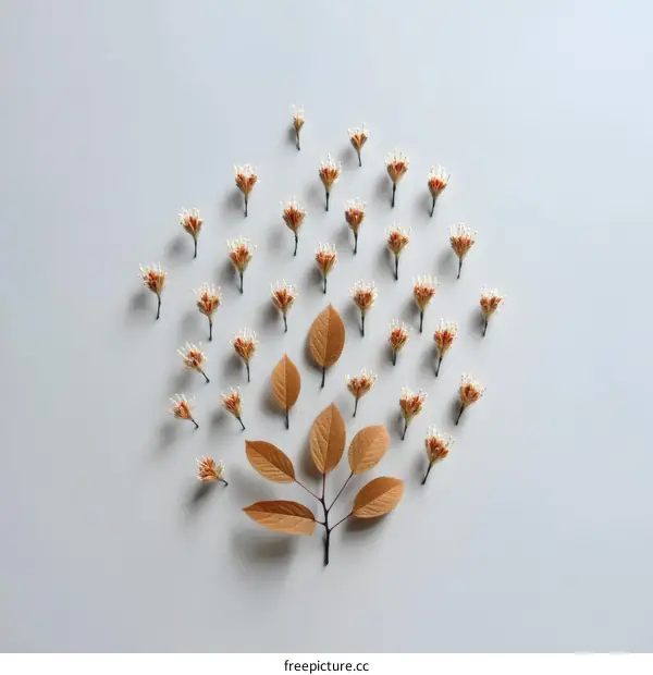 Autumnal Arrangement of Dried Flowers and Leaves