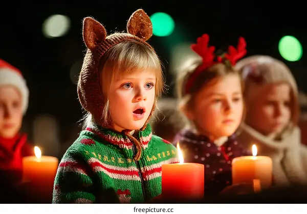 Children Singing Christmas Carols by Candlelight