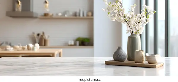 Modern Kitchen Table Top with Spring Decor