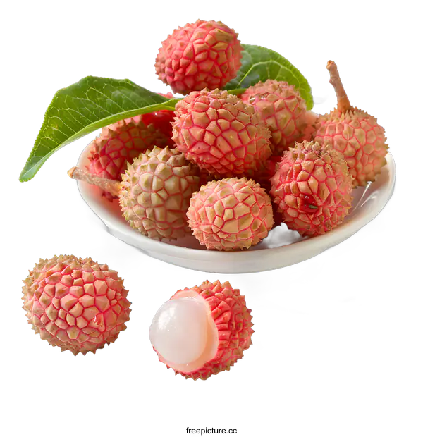 [Transparent Background PNG]Fresh lychees in a bowl
