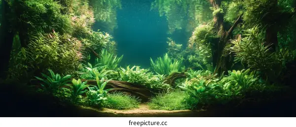 Aquarium Underwater Lush Tropical Forest Scene