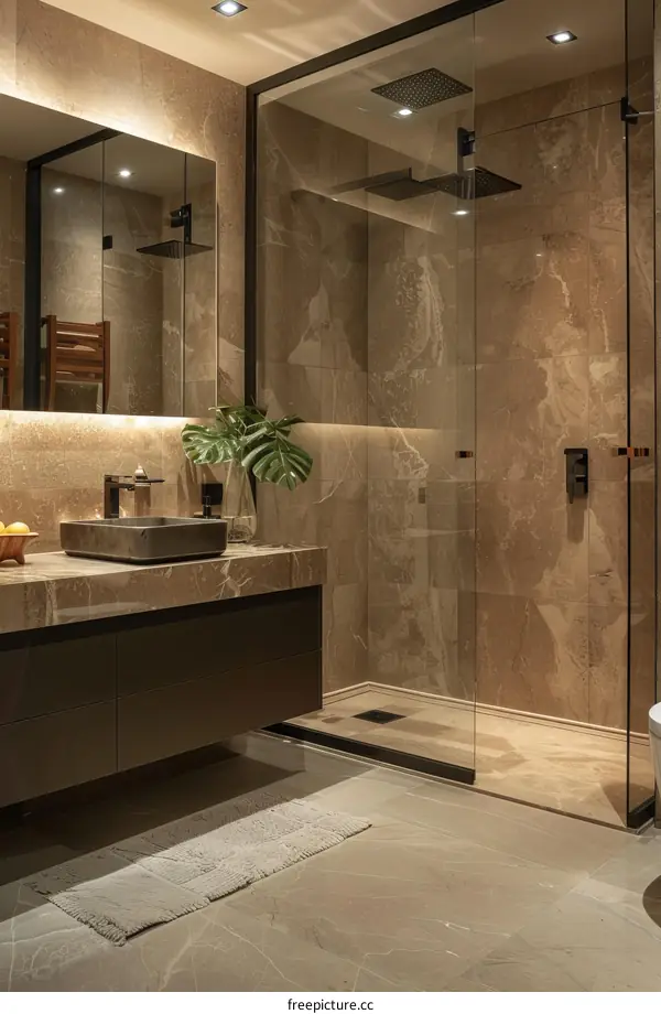Modern Luxury Bathroom Design with Sleek Shower