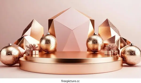 Elegant Christmas Display Podium with Geometric Shapes