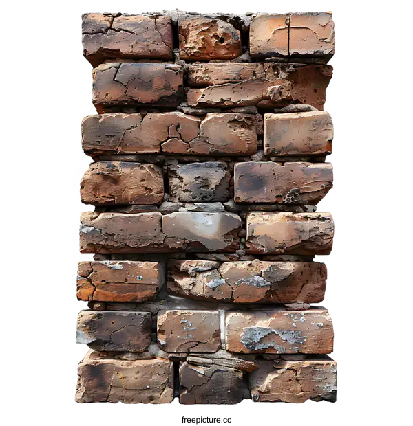[Transparent Background PNG]Old Brick Wall Section