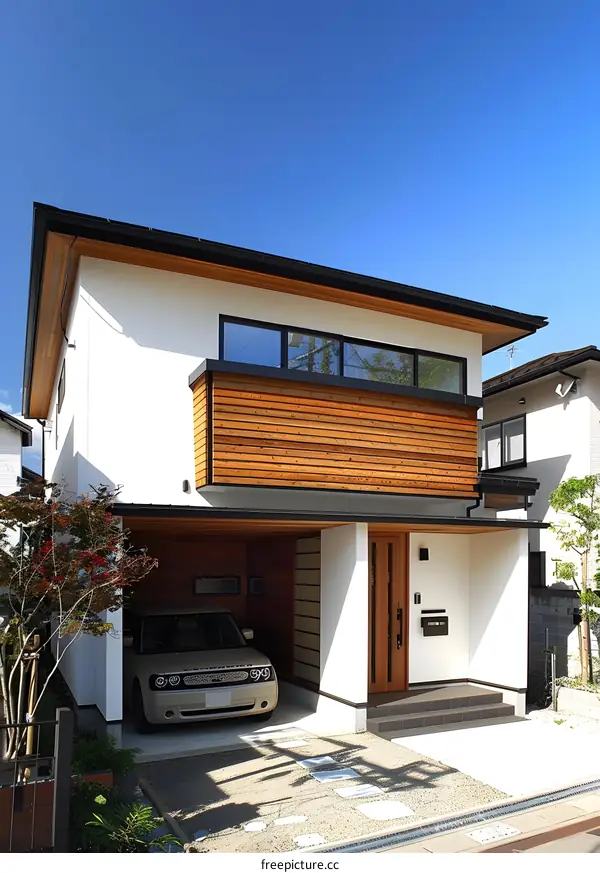 Modern Japanese House with Wooden Exterior