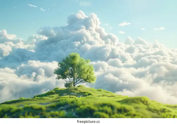 A Solitary Tree Above the Clouds