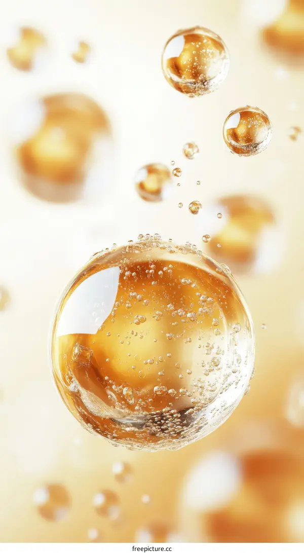 Golden Bubbles Abstract Background Image