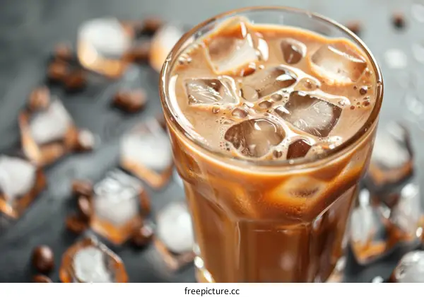 Refreshing Iced Coffee with Ice Cubes