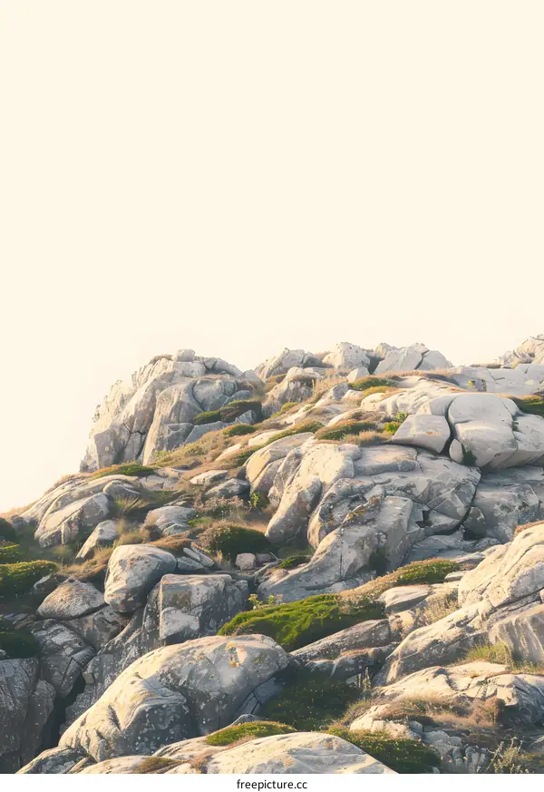 Rocky Hillside with Grass and Sky