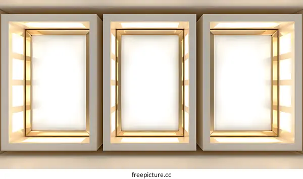 Three Gold Frames with Light Background