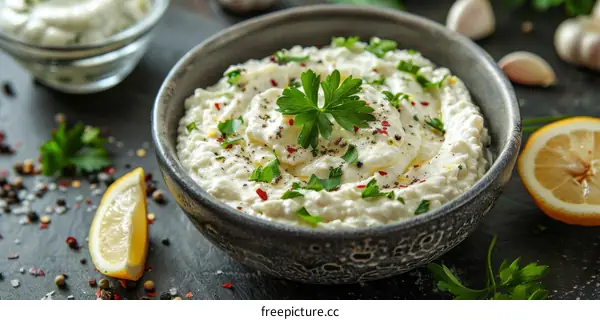 Homemade Tzatziki Sauce with Fresh Parsley