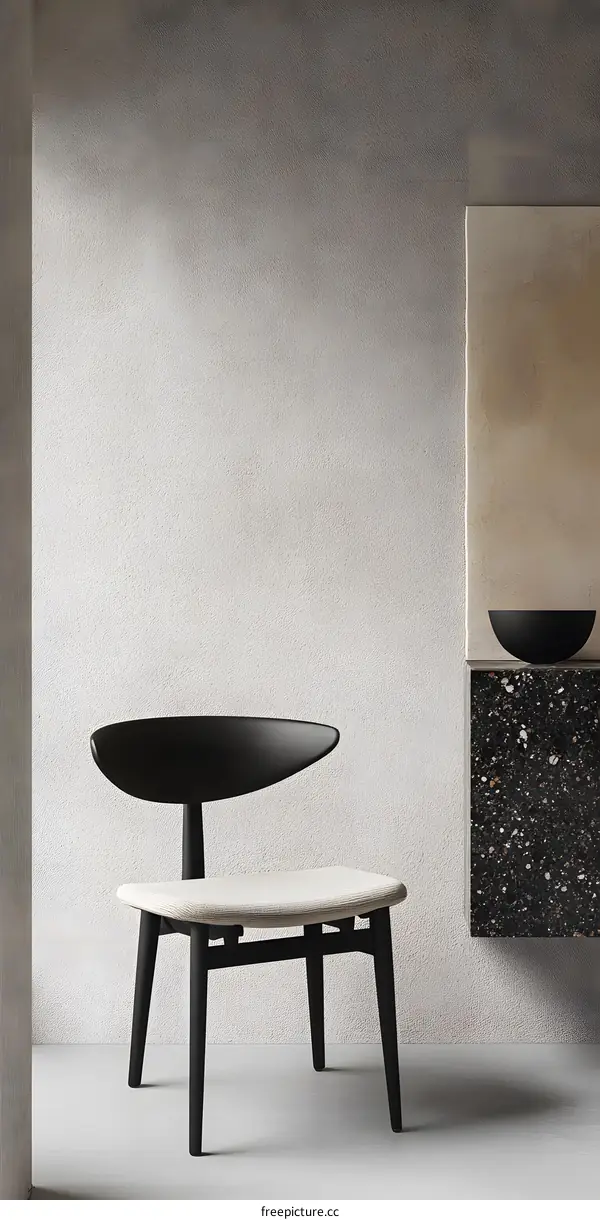 Modern Minimalist Black Chair in a Simple Interior