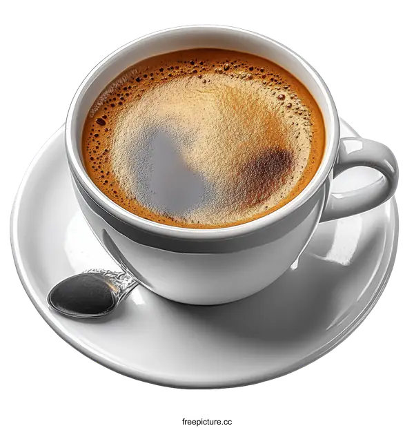 [Transparent Background PNG]Delicious Espresso Coffee in a White Cup