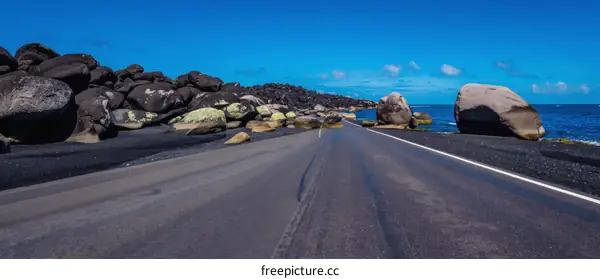 Coastal Road Amongst Volcanic Rocks