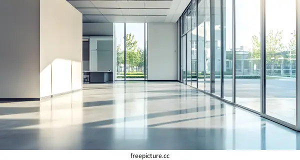 Modern Office Interior with Large Windows