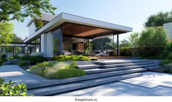 Modern House with Lush Garden and Swimming Pool