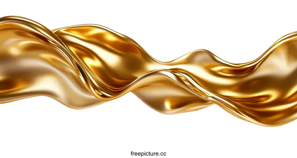 [Transparent Background PNG]Golden Liquid Flowing Abstract Design