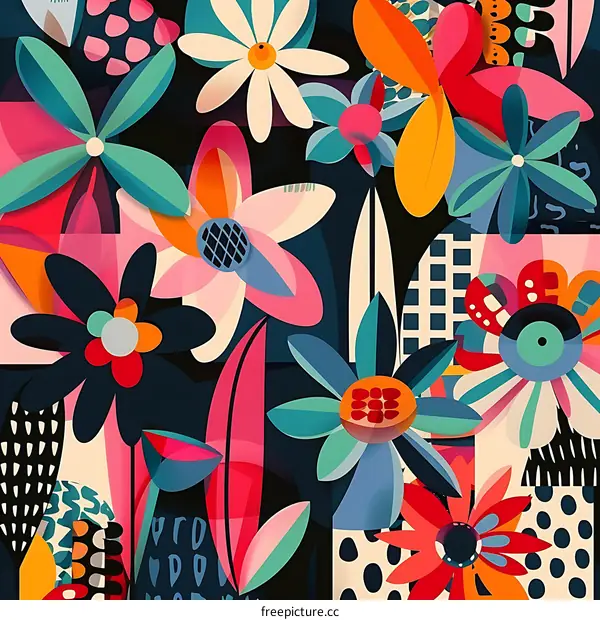 Colorful Abstract Flower Pattern Seamless