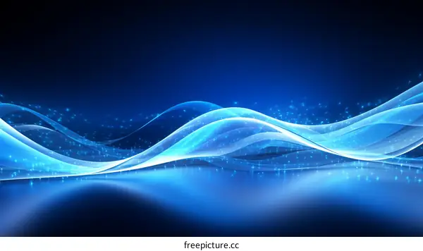 Luminescent Blue Waves - Abstract Art