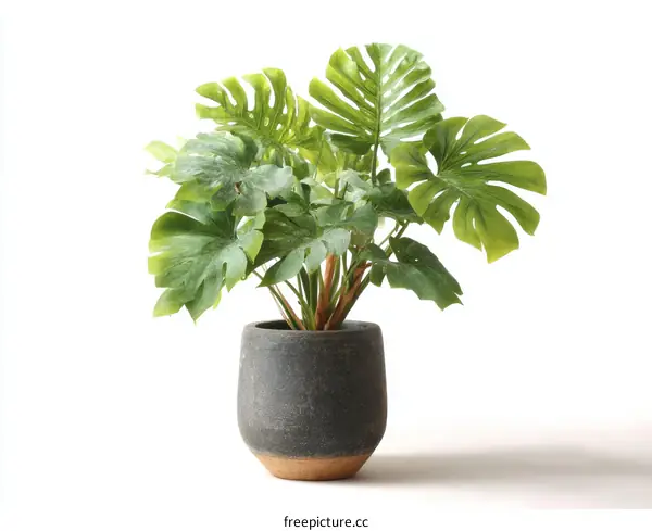 Artificial Monstera Plant in Grey Pot