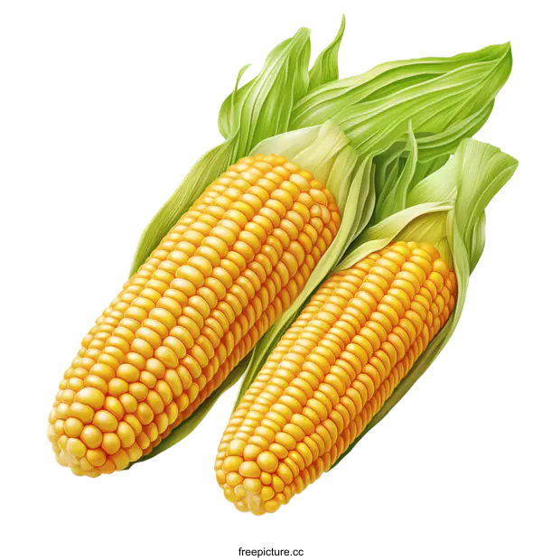 [Transparent Background PNG]Fresh Corn Cob Close Up Illustration