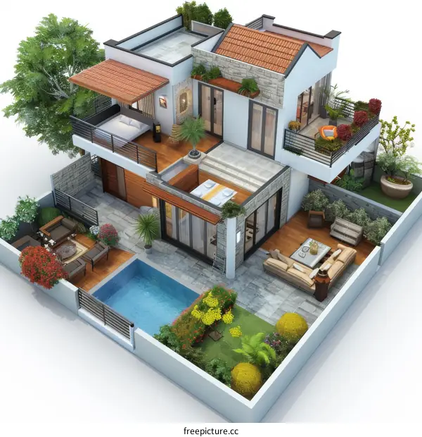 Modern Villa with Private Courtyard, Pool & Retreat