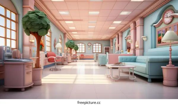 A colorful and inviting hospital waiting room