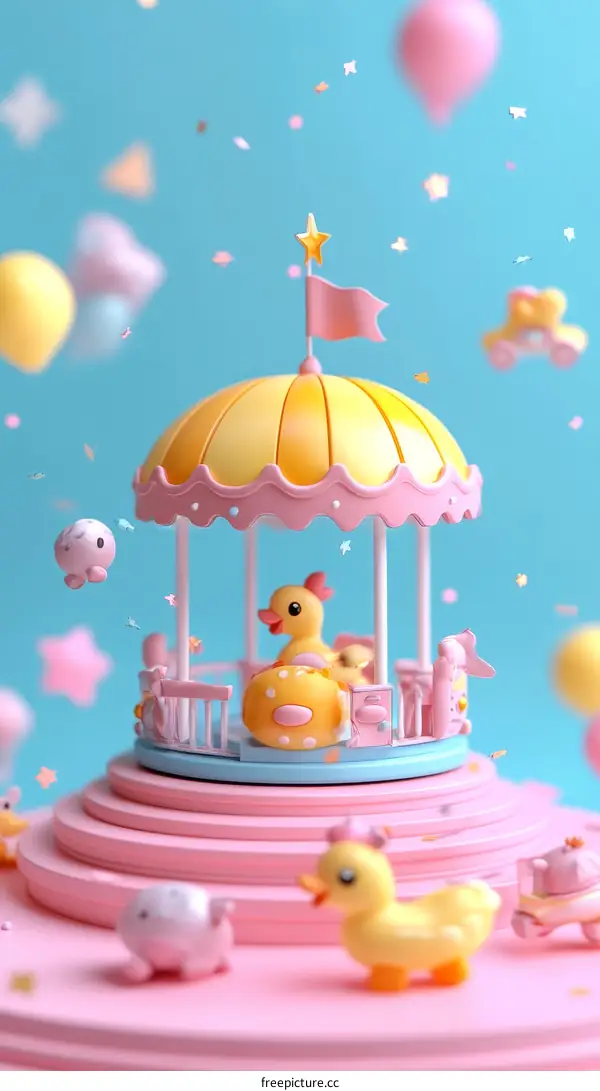 Cute Carousel with Colorful Decorations