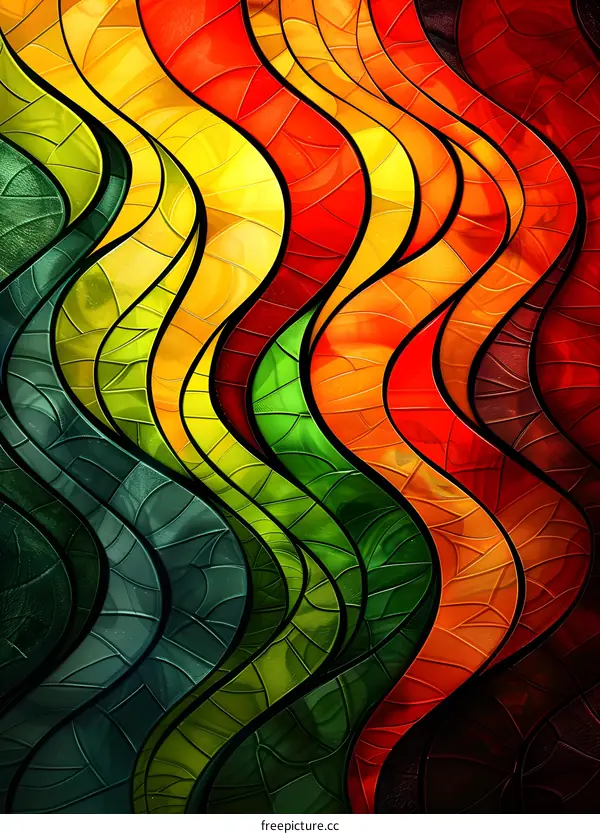Colorful Wavy Stained Glass Texture Background