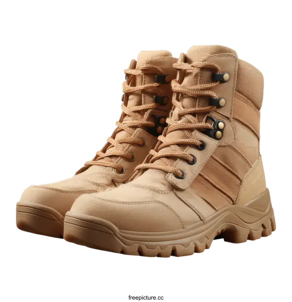 [Transparent Background PNG]Military Tactical Combat Boots Beige Color