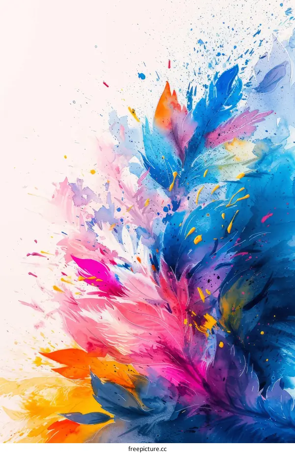Colorful abstract painting of feathers