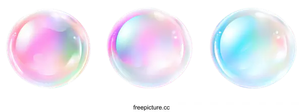 [Transparent Background PNG]Colorful Soap Bubbles in Different Colors