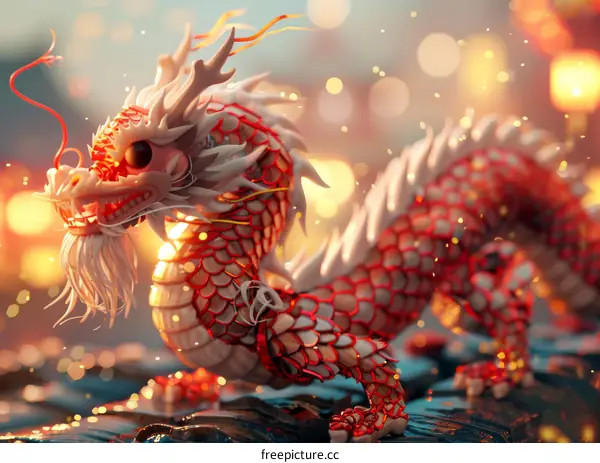 3D Rendering of a Majestic Chinese Dragon