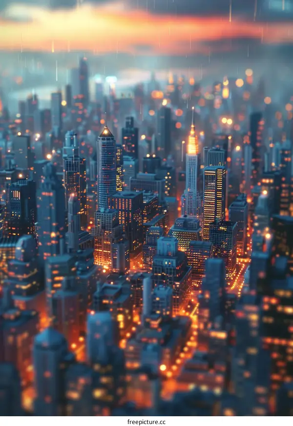 Blurry City Lights at Night